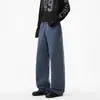 Ropa para hombre LKTM: Pantalones casuales de mezclilla lavada, estilo americano, de alta gama, unisex, versátiles, de corte holgado, pierna recta, pierna ancha, largos