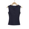 -25 Nuevo Estilo de Verano Estilo Europeo y Americano Cuello Redondo Tres Botones Blanco Waffle Sin Mangas Chaleco Casual Tirantes