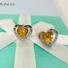 Novedosos Pendientes de Diamante de Color en Forma de Corazón Pendientes de Diamante de Color Corazón Eterno Pendientes de Diamante en Forma de Corazón del Océano Corazón de Amor