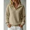 Bestseller de Otoño Europeo y Americano 2026: Sudadera de Mujer Cómoda Holgada de Punto Waffle Color Sólido Cuello Alto Cremallera Manga Larga Patchwork