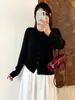 Cardigan Simples de Malha Lisa Feminino Plus Size Estilo Outono 2026 Para Meninas Cheinhas Gola Redonda Top Emagrecedor Roupa Externa Feminina
