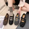 Zapatos Mary Jane de estilo coreano, impresionantes, de lunares retro, una nueva colección de otoño 2026 de bailarinas planas de punta poco profunda