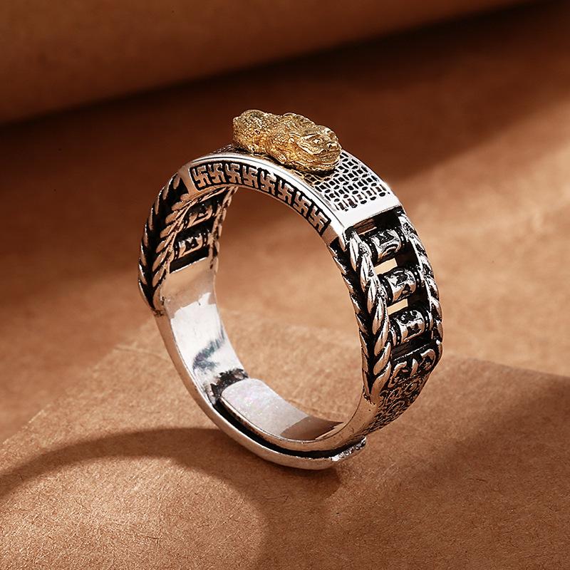 复古泰银貔貅戒指