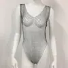 Explosiones transfronterizas de Amazon mono sexy de rejilla con diamantes de imitación europeo y americano playa personalidad blusa de bikini con diamantes de imitación mujer