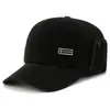 Chapéu de Inverno Masculino Estilo Dad Hat Proteção Contra Frio Proteção para as Orelhas Chapéu de Aba Reta para Meia-Idade e Idosos Vovô Homem Velho Chapéu de Algodão Espesso Quente com Aveludado