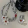 Collar Vintage Dulce Fresco de Iris de Doble Capa con Perlas Gris Plateado Gargantilla para Chicas Modernas Perla Vintage