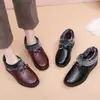 Sapatos da Mamãe, Sapatos de Algodão com Forro de Lã para o Inverno, Sapatos de Couro Femininos de Inverno, Sola Macia, Quentes, Antiderrapantes para Mulheres de Meia-Idade e Idosas, Sapatos de Vovó, Sapatos para Idosos, Meia-Idade