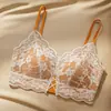 Sujetador Sexy Bralette de Encaje con Escote Profundo y Copas Triangulares para Mujeres con Poco Busto, Push-Up, Sin Aros, Anti-Caída