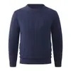 Suéter de Punto con Cuello Redondo para Hombre, Nuevo Estilo Coreano de Moda Juvenil, Tejido de Cable de Manga Larga, Prenda Base de Punto