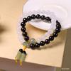 Pulsera DIY de Doble Círculo de Ébano Natural Colgante de Jade Pulsera de Loto Ciruela para Hombres y Mujeres Joyería para Parejas Regalo