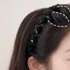 Diadema de Estrella con Perlas Estilo Princesa de París, Lujo Ligero Elegante, Diadema Retorcida Estilo Pequeño Aroma con Pinza para el Cabello Antideslizante Dentada para Mujer