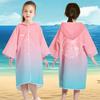 Bata de baño de secado rápido con cremallera para niños, niñas, estudiantes, toalla absorbente para nadar, capa, playa, orilla del mar, bata de baño con capucha