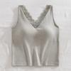 Outono Novo Estilo Renda Aconchegante Térmico Roupa Íntima Feminina Sutiã Integrado Colete de Alça Larga com Bojo para Usar por Cima no Inverno