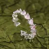 Anillo Rosa Super Brillante ~ Circonita Incrustada con Diamantes, Anillo de Dedo Índice Abierto de Lujo Ligero de Gama Alta con Corazón de Diamante Anillo Apilable para Mujer
