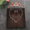 Conjunto de Corrente com Colar, Brincos e Coroa para Noiva Transfronteiriço, Colar Vintage, Colar com Cravação de Diamantes em Liga Metálica, Acessórios para Vestido de Casamento
