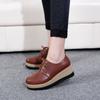 Zapatos de Moda Jinbukang Estilo Coreano para Mujer con Cordones Plataforma de Altura Suela Gruesa Profesionales Retro Versátiles de una Sola Capa