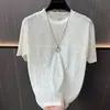 Nueva Camiseta de Manga Corta para Hombre de Malla Transpirable de Alta Calidad Color Sólido Delgada, Ajuste Holgado, Cuello Redondo, Versátil de Media Manga, Verano 2026