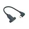 Cable de Extensión Tipo C en Ángulo Recto con Agujeros Fijos para Tornillo, Cable de Datos USB 3.2 Macho a Hembra con Orejas de Montaje