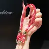 Pulsera de Muñeca de Color Caramelo de Moda Pulsera Corta de Perlas Redondas con Diamantes Venta Caliente Transfronteriza Correa de Mano Antiperdida y Anticaída Estilo Caliente