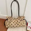 Bolsa Tote Poá Retrô Estilo Coreano Feminina Outono Novo Casual Grande Capacidade Camurça Ombro Único Bolsa de Axila Bolsa para Trabalho e Trajeto
