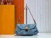 Bolso de Hombro Vintage de Mezclilla Azul con Cerradura y Cuero que Cambia de Color, Billetera Pequeña para Monedas Bolsa de Axila