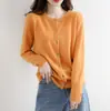 26 outono novo cardigã de lã feminino com gola redonda, jaqueta curta, cardigã de tricô liso, peça externa versátil