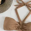 Bikini Sexy de Triángulo para Mujer Amazon Verano 2026 Color Sólido Correa de Cuello Traje de Baño Sexy para Playa