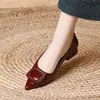 Comércio Exterior Transfronteiriço Primavera e Outono Bico Fino Quadrado Fivela Confortável Respirável Versátil Para o Trabalho Slip-on Solado Macio Salto Bloco Sapatos
