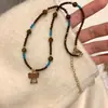 Colar Decorativo de Elefante Marrom com Contas Empilhado com Corrente Longa para Suéter de Luxo Leve de Nicho Alto Padrão