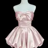 Vestido de Noche de Cumpleaños Estilo Francés para Mujer en Rosa, Estilo Chica Rica, Vestido de Princesa Elegante sin Tirantes para Banquete de Fiesta