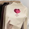 Ropa interior de base para niñas de dibujos animados De Rong Otoño e Invierno Cuello medio alto Manga larga Tallas medianas y grandes para niños Elegante Cálido Oreja Volante Ropa interior Camiseta