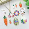 Aleación Huevo de Pascua con Goteo de Aceite Conejo de Dibujos Animados Zanahoria Colgante Joyería DIY Creativa Accesorios para Llaveros