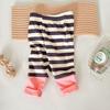 Pantalones de niña Conjunto de primavera y otoño Estilo occidental Algodón Delgado Tesoro para mujer Cuello redondo Smiley Sudadera Traje de dos piezas a rayas