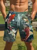 Comércio Exterior Transfronteiriço Moda de Verão Masculina Shorts Hawaiian de Praia Estampa Série Animal Tamanho Europeu Soltos Casuais