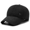 Boné de beisebol espesso forrado de lã masculino de inverno Boné de proteção auricular ao ar livre de meia-idade e idoso Moda casual Chapéu de algodão quente