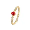 Design em Ouro 14K Granate Natural Vidro de Gelo Alto Anel Joker de Luxo Leve Simples e Requintado
