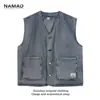 Chaleco de mezclilla para trabajo de primavera para hombre, estilo retro americano, diseño holgado, chaqueta chaleco multibolsillos, marca de tendencia 2026