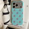 Funda de teléfono ins azul océano estilo coreano de lunares para Apple 18Promax adecuada para 17Promax doble capa 16Pro/15