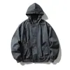 Jaqueta Bomber com Capuz Lavada Oversized da Marca Japonesa Trendy RUMENG Masculina Primavera/Outono Punk Bonita Versátil para o Dia a Dia Casual