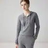 ¡Estilo simple y perezoso! Sudadera de punto suelto para mujer, con capucha y cuello semiabierto de cachemir, elegante y estilosa, capa base de múltiples botones