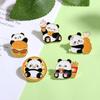 Broche de distintivo fofo de panda de comida de Chengdu, decoração de mochila escolar de pizza de Hamburgo, acessórios de roupas de dopamina