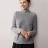 Suéter Básico de Tricô Puro Gola Alta Meia, Camada Interna de Cashmere Gola Alta Meia com Caimento Solto, Tricô Trançado Espessado, Cor Laranja