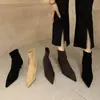 Chuyuji 2026 Otoño/Invierno Nuevas Botas Elásticas de Punta Fina y Tacón de Aguja, Botas Delgadas de Celebridad de Internet, Botines de Tacón Alto Mate para Commuting para Mujer