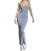 2023 Verão Novo AliExpress Vestido Sling de Cor Sólida Feminino Sexy Slim-fit Hip Vestido Longo