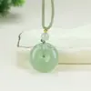 Colgante de Calabaza Circular Gato Durazno de Aventurina Natural, Cadena para Clavícula de Jade Mariposa Trébol de Cuatro Hojas Color Agua Clara