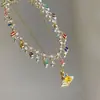 Collar Saturno de Circonita de Colores para Mujer, Cadena de Clavícula en Capas Dopamina de Verano con un Toque de Lujo