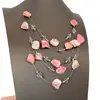 Colar de Pedra Rosa Irregular Multicamadas de Alto Padrão para Mulheres, Nova Corrente de Clavícula Multicamadas Exagerada de Nicho com 26 Peças, Corrente de Pescoço Estilosa