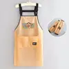 Delantal de Dibujos Animados de TPU Lavable a Mano de Moda para Productos Acuáticos y Catering, Uniforme de Trabajo con Texto Impreso, Delantal de Cocina Impermeable y a Prueba de Aceite para Mujeres
