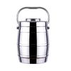 Fiambrera de acero inoxidable con aislamiento de doble capa y cubo para arroz, lonchera redonda con tapa y rejilla, recipiente al vacío.