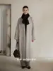 ES MODERNO Invierno Nuevas Llegadas Estilo Perezoso Lana Tela Doble Faz Abrigo Bata Estilo Cinturón Suelto Ropa Exterior de Lana